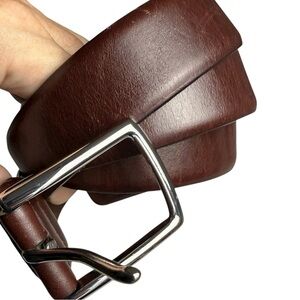 Vintage Polo Ralph Lauren Brown Leather Belt Size 42 Brown Silver Tone Hardware